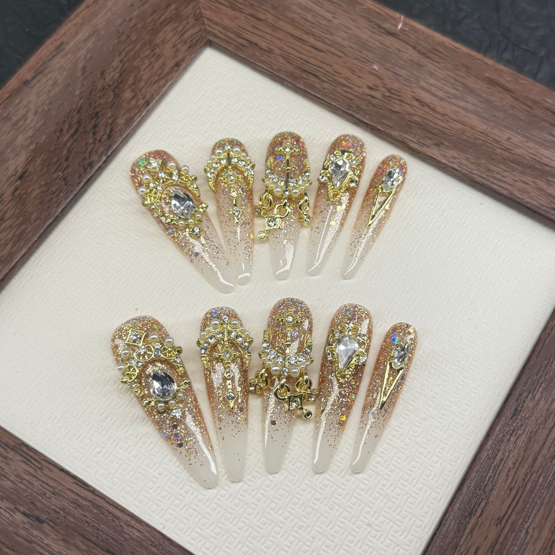 Glittering Decorative Press-On Nail Art Set