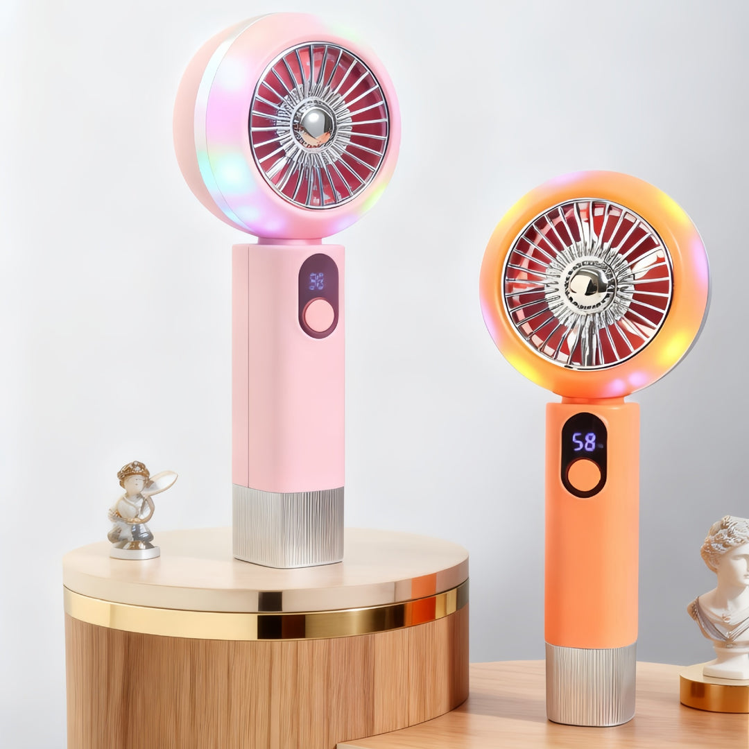 Women Portable Mini Hand Fan with LED Display and Digital Control Kalsten