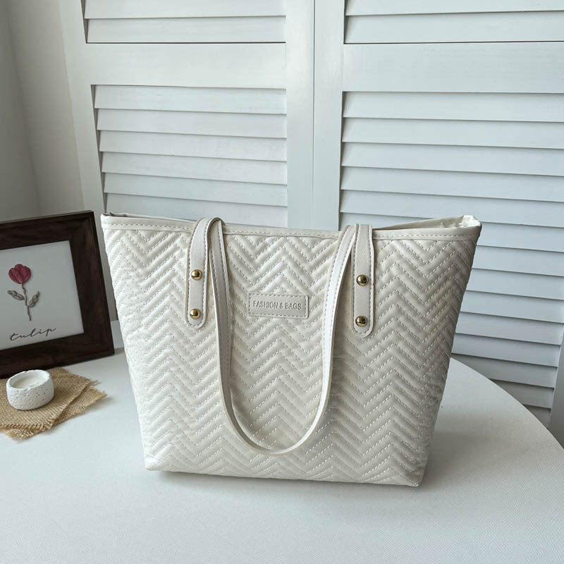 Textured Herringbone Pattern Tote Bag