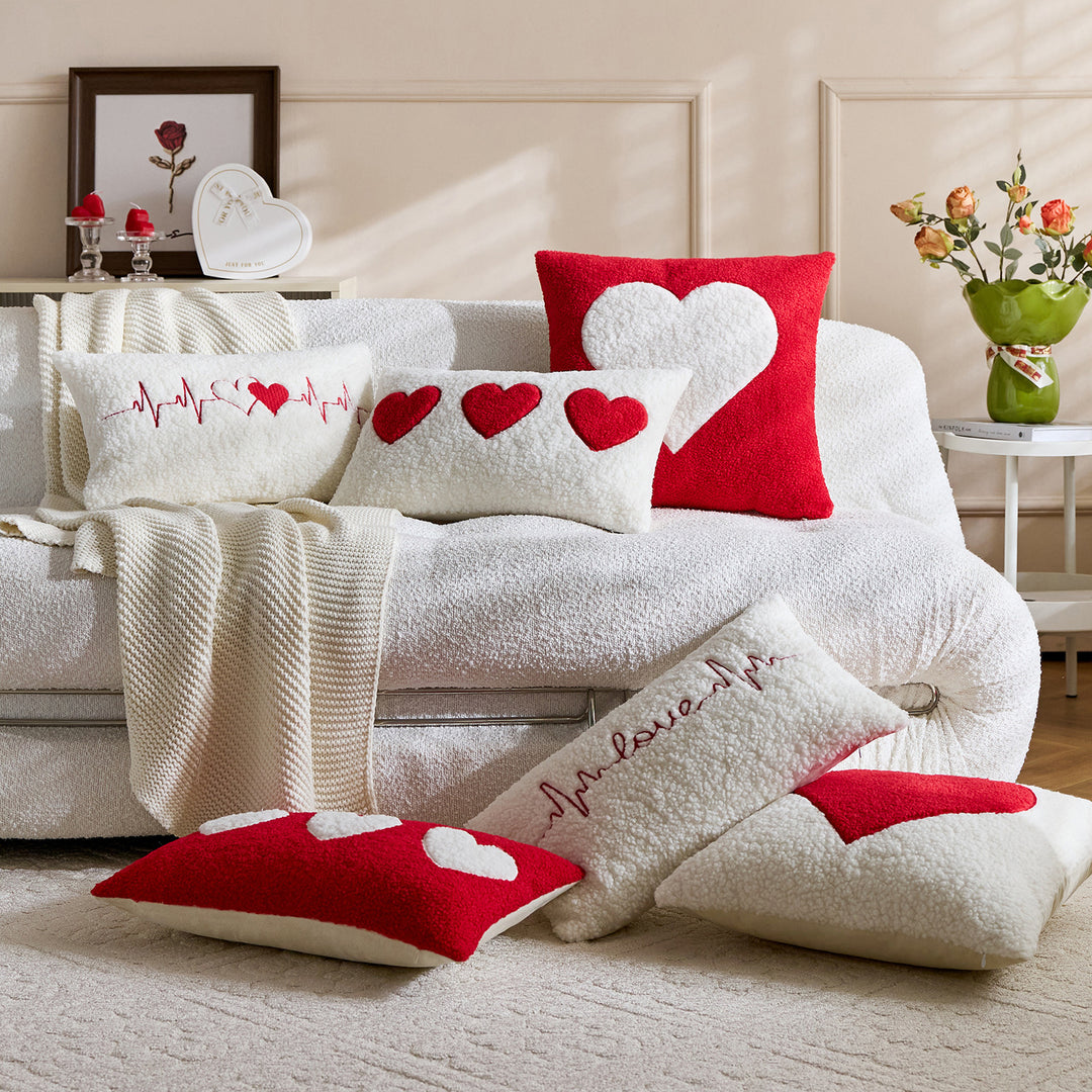 Sherpa Heart Bouclé Texture Decorative Throw Pillow Cover