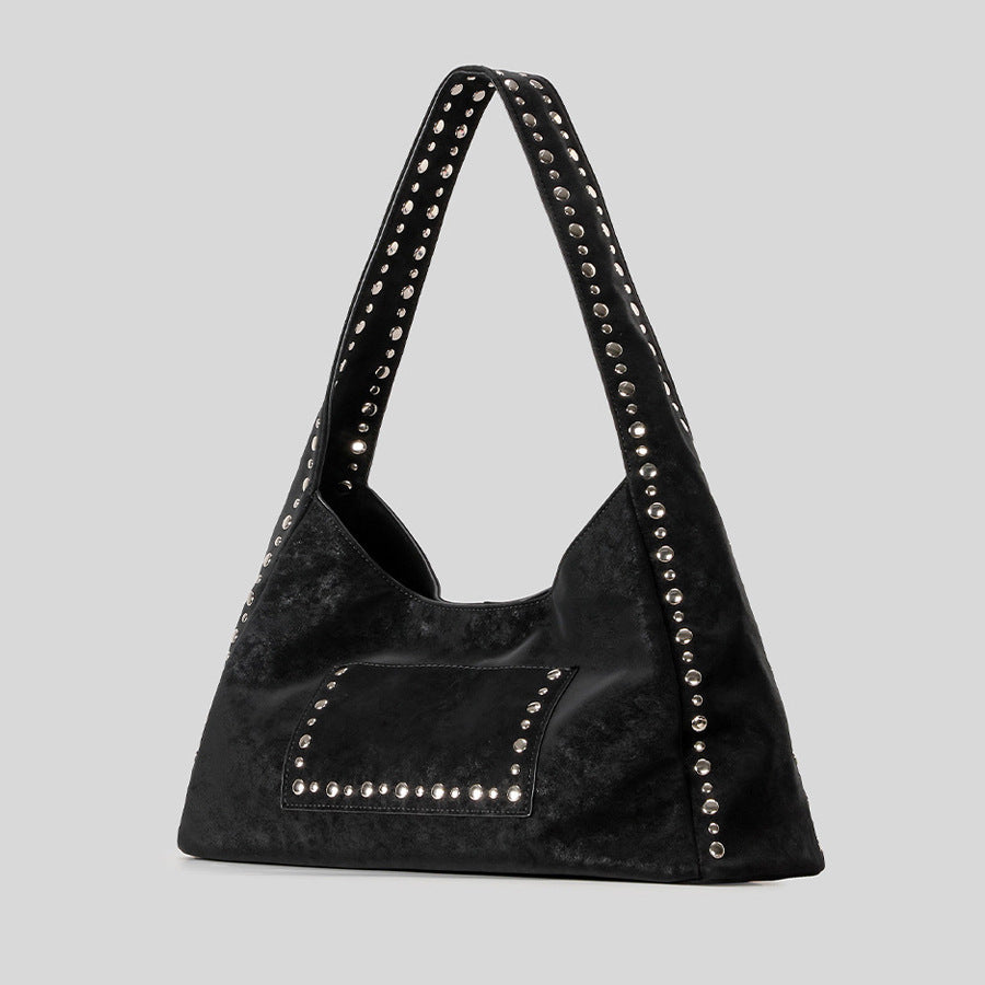 Studded Suede Hobo Bag