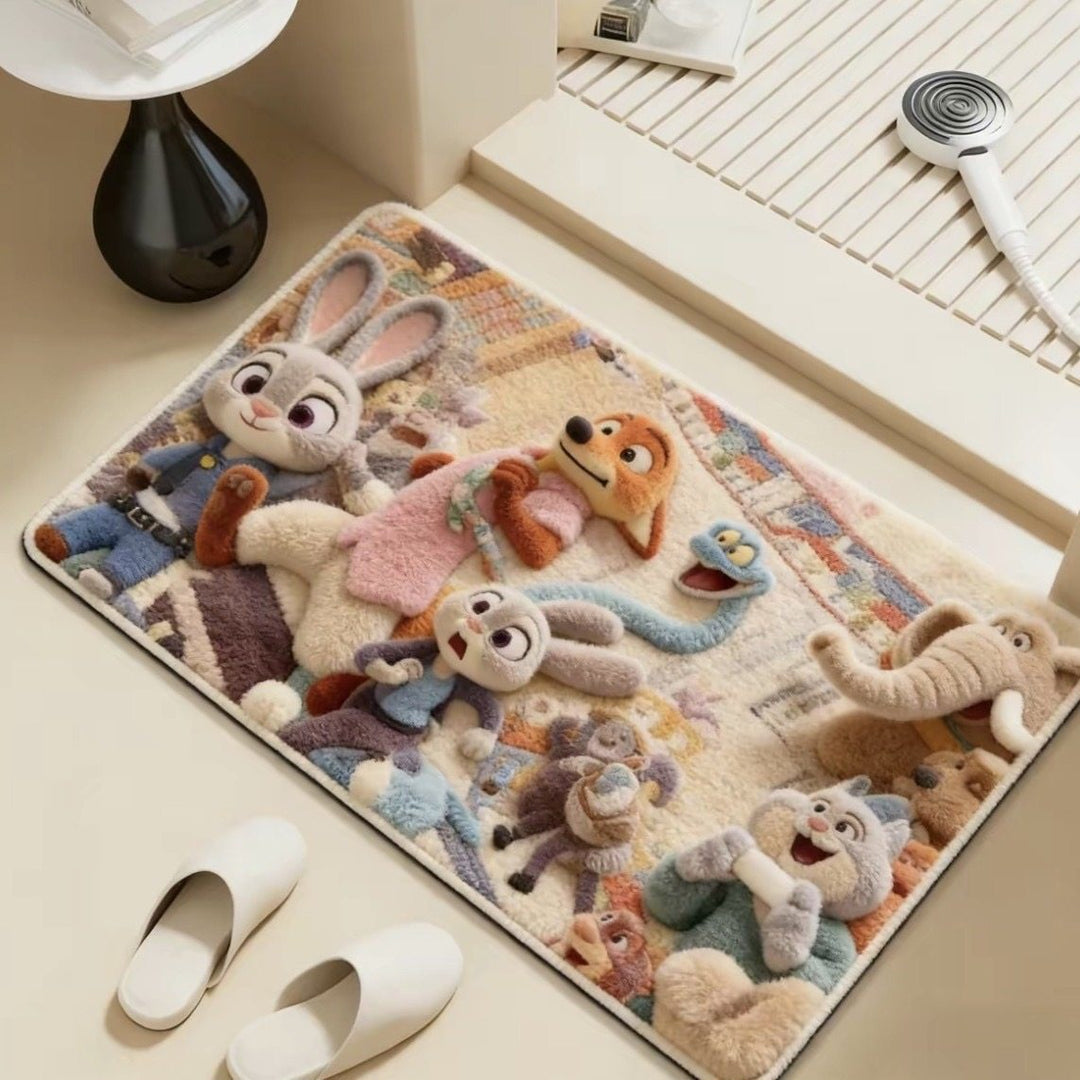 Cartoon Character Plush Mat for Interiors