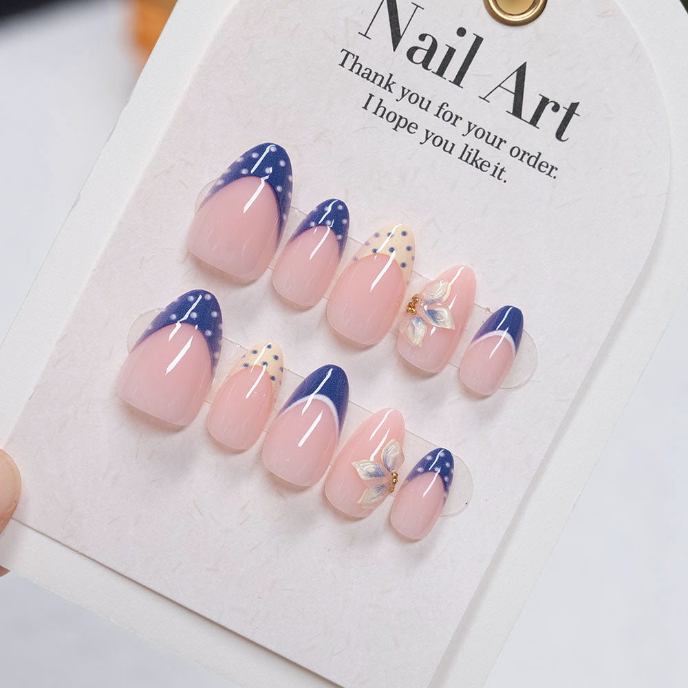 Artistic Floral and Polka Dot Press-On Nails