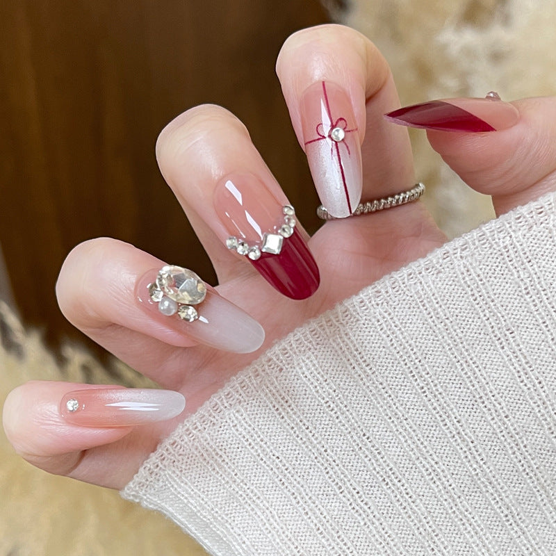 Stylish Press-On Nail Set with Elegant Floral Accents Kalsten