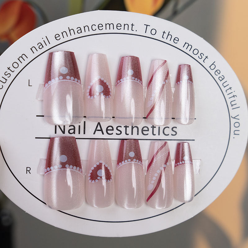 Artistic Press-On Nail Set with Custom Designs