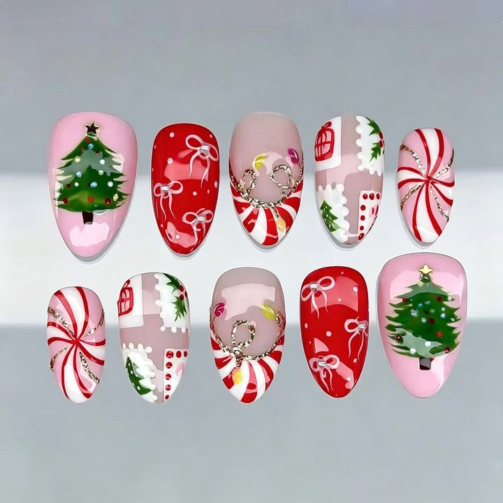 Festive Holiday-Themed Press-On Nails
