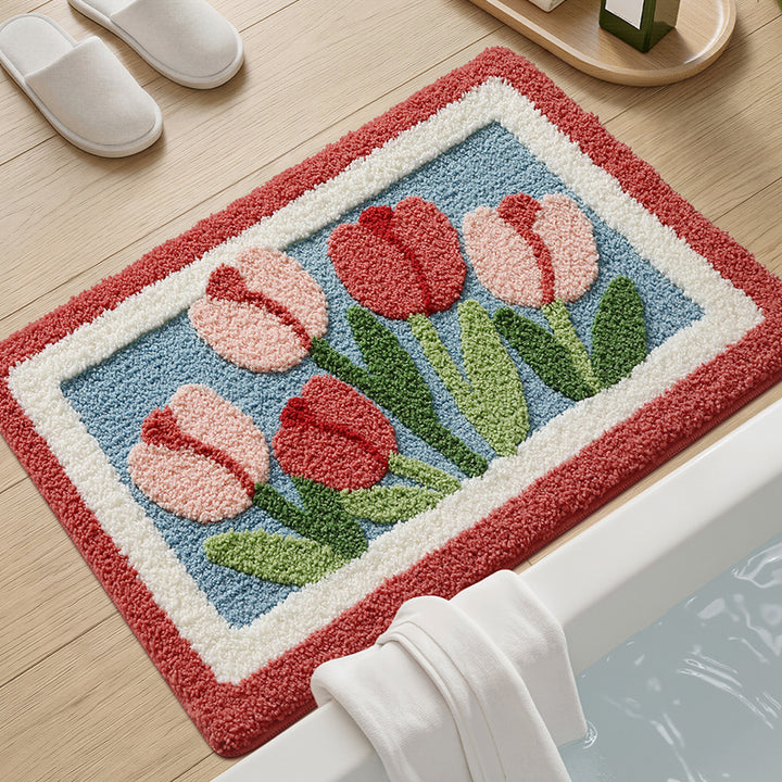 Vintage Floral Bath Mat Kalsten