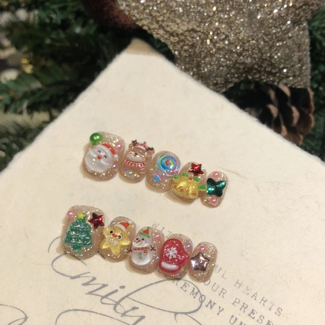 Festive Character-Themed Press-On Nail Art Set Kalsten