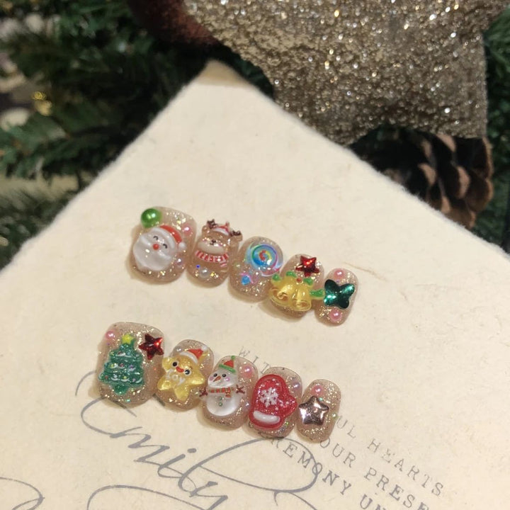 Festive Character-Themed Press-On Nail Art Set Kalsten