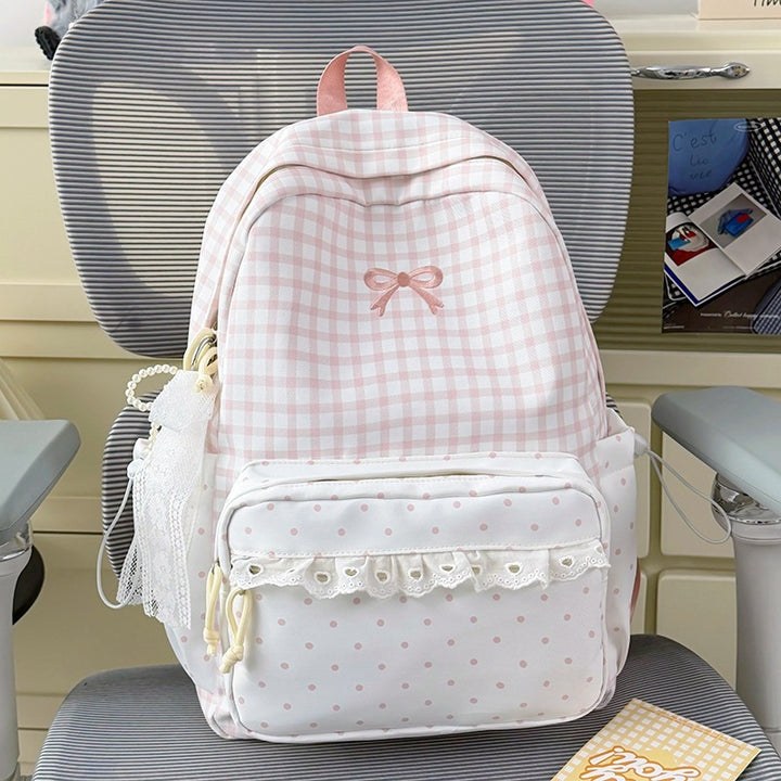 Playful Gingham Print School Backpack Kalsten