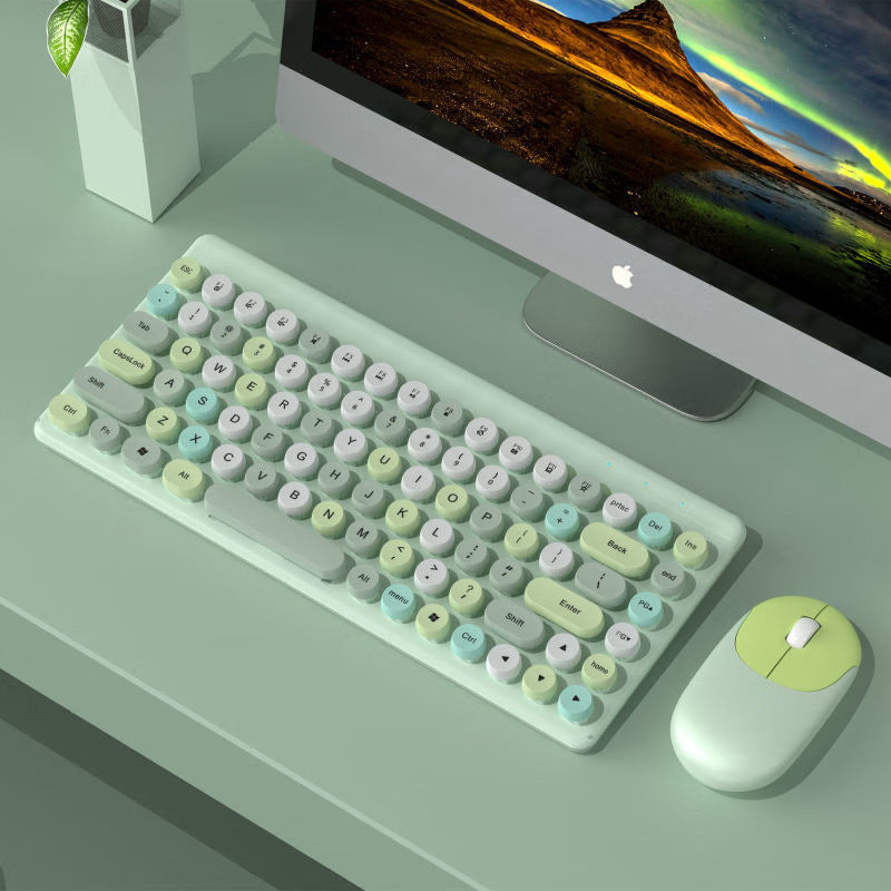 Retro Round-Key Wireless Keyboard and Mouse Set Kalsten
