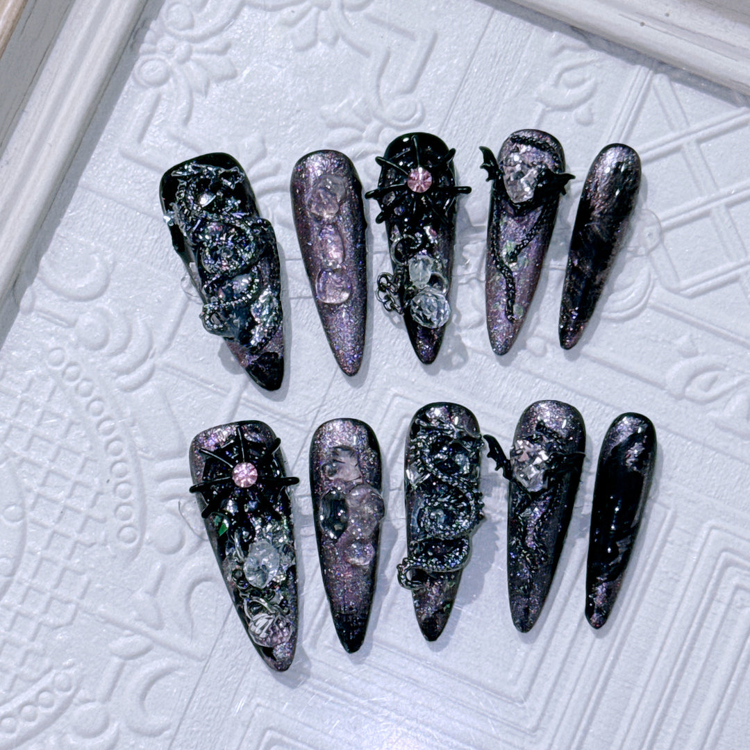 Gothic-Inspired Decorative Spider Nail Art Set
