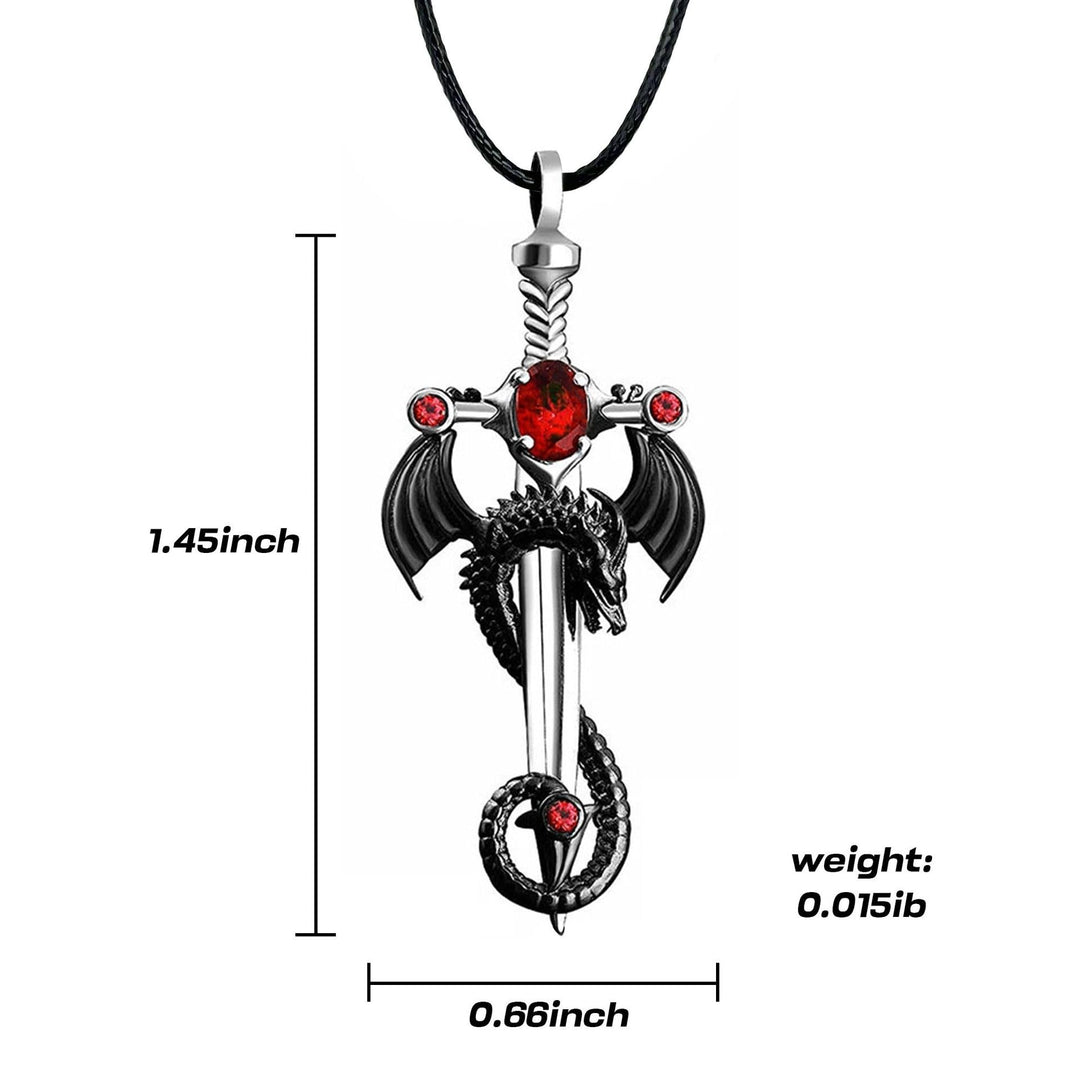Dragon-Embellished Sword Pendant Necklace Kalsten