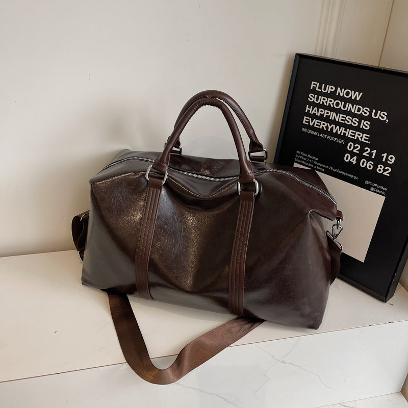 Sleek Leather Travel Duffel