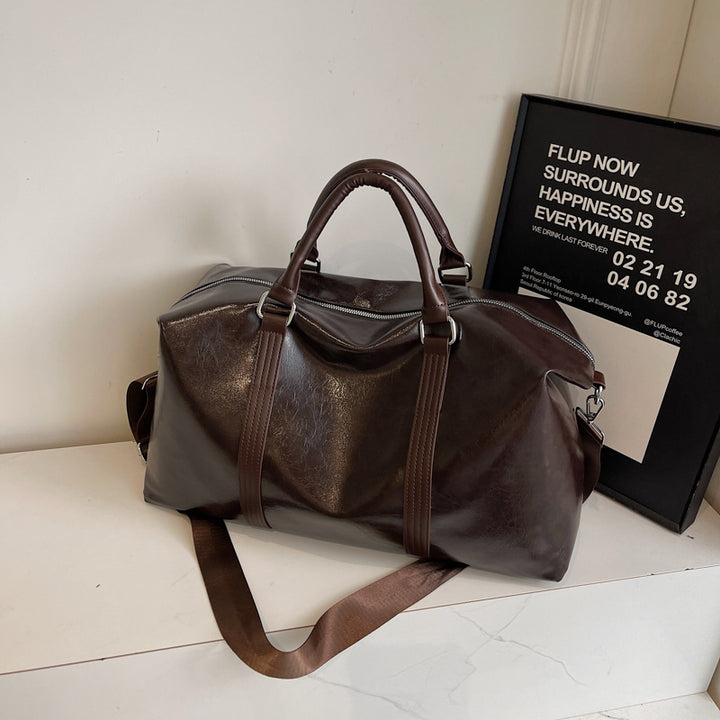 Sleek Leather Travel Duffel