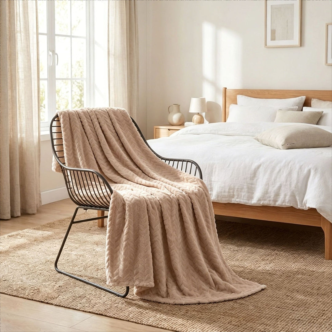 Chevron Patterned Plush Throw Blanket