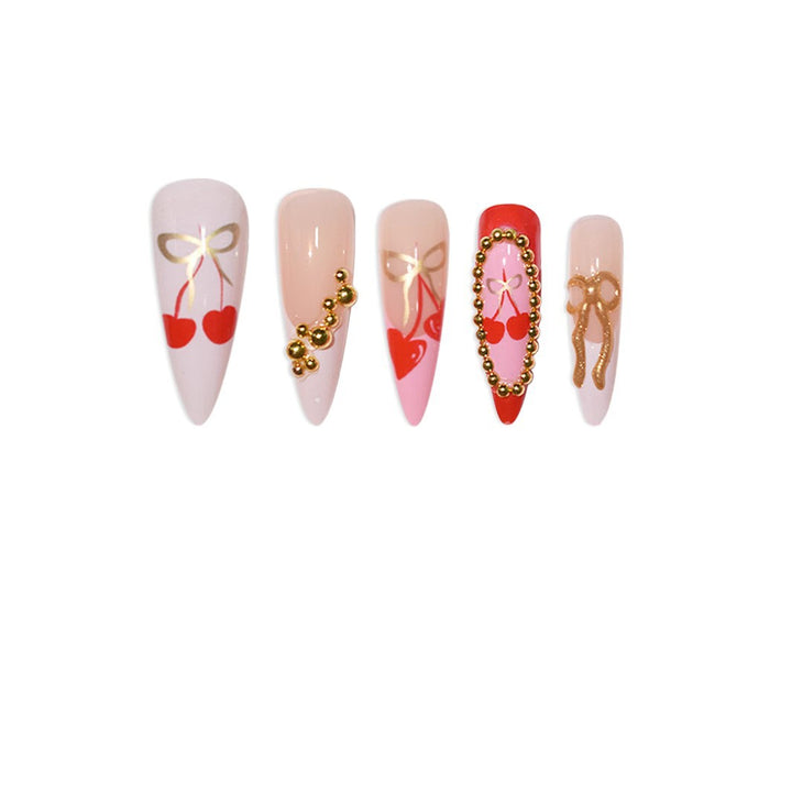 Elegant Gold-Embellished Nail Extensions Kalsten