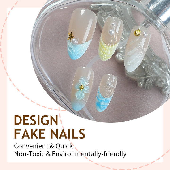 Artificial nail set with exquisite floral design and glitter accents Kalsten