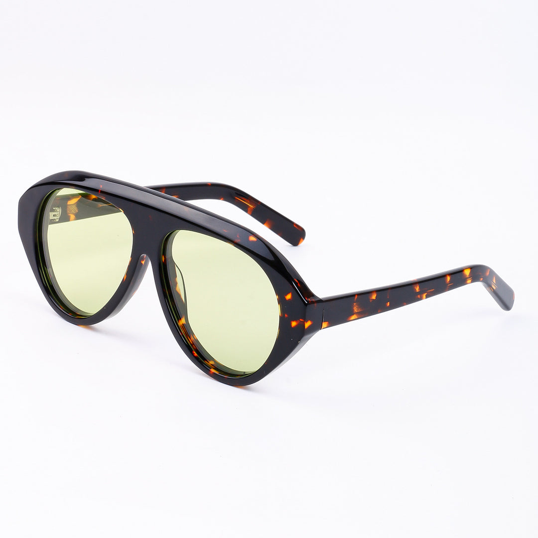 Women's Statement Sunglasses with Wide Frame and Green Lenses Kalsten