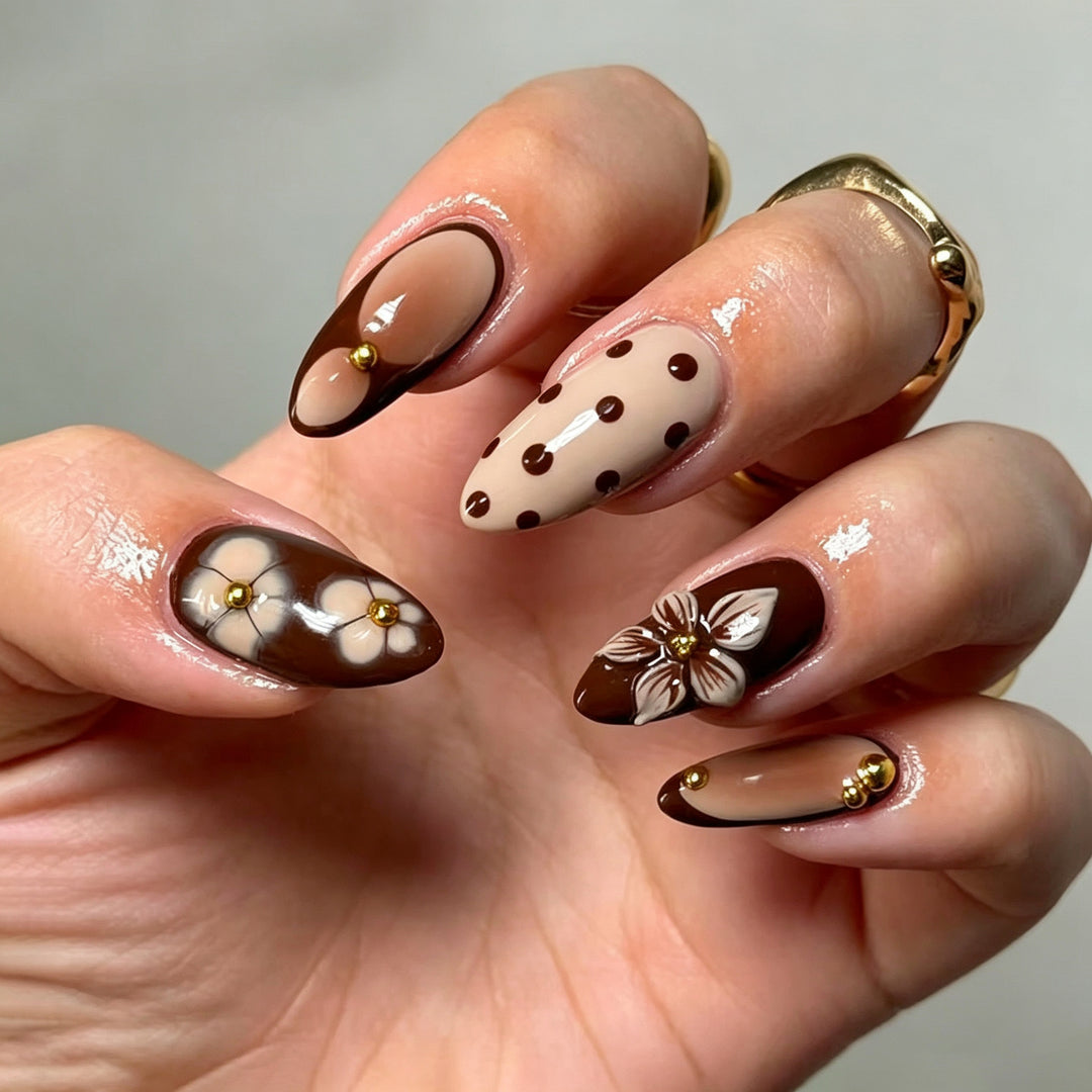 Elegant Floral-Inspired Stiletto Press-On Nail Art Set Kalsten
