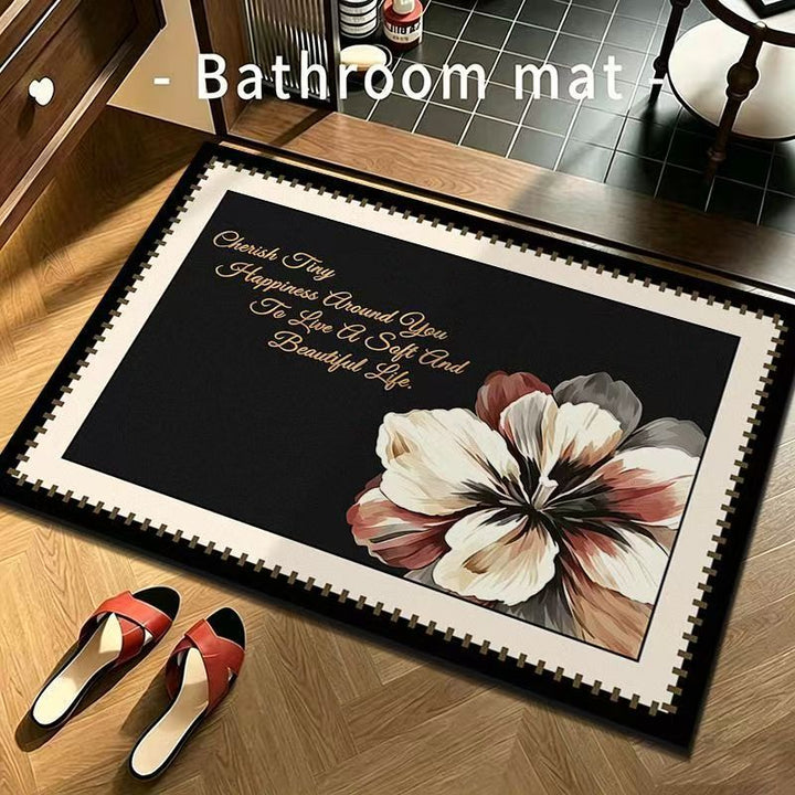 Decorative Floral Quote Bathroom Mat for Home