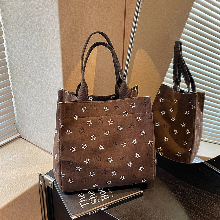 Casual Star-Patterned Mini Tote Bag
