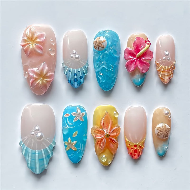 Artistic 3D Floral Nail Art Extensions Kalsten