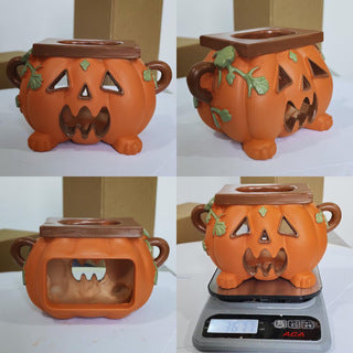 Ceramic napkin dispenser in Halloween pumpkin design decorative tissue box