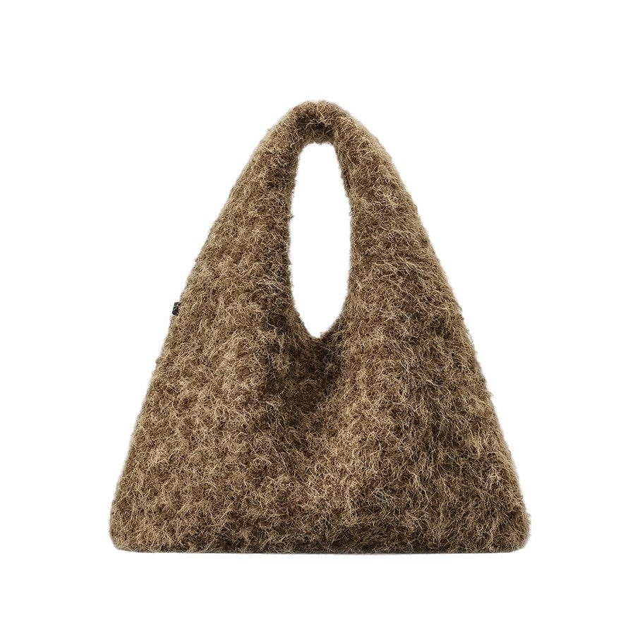 Fuzzy Texture Handheld Tote Bag