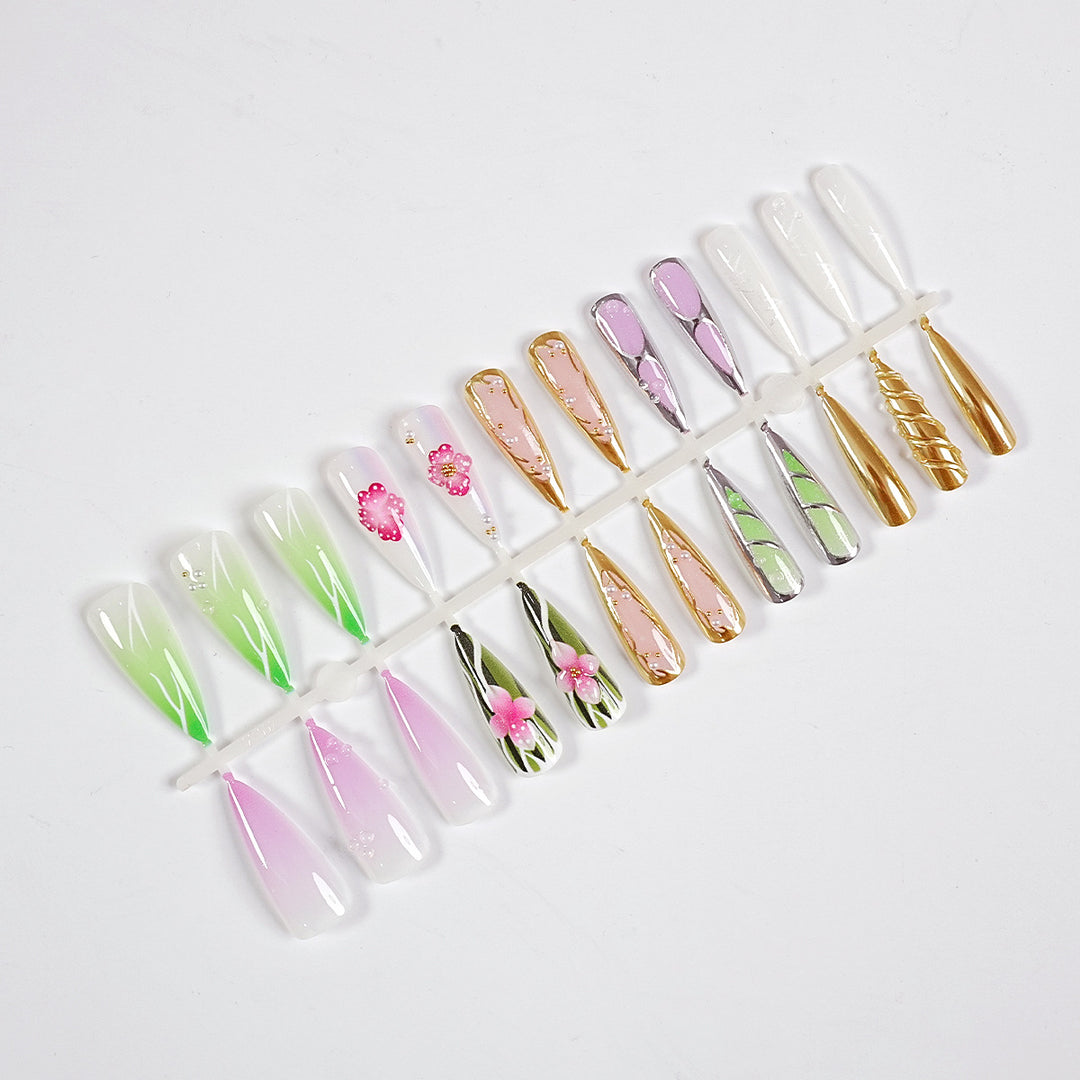 Premium Decorative Press-On Nail Art Set
