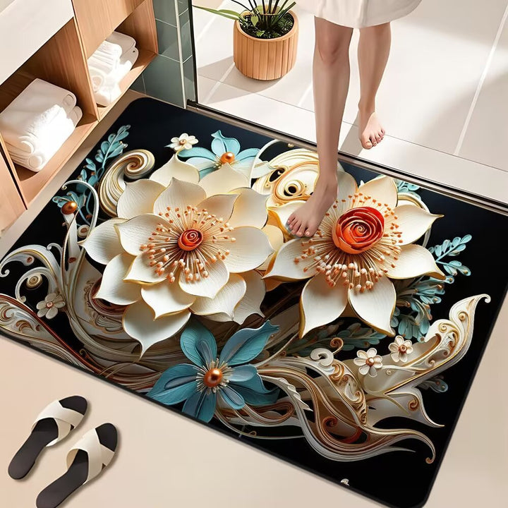 Floral Design Bathroom Mat Kalsten
