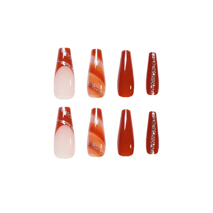 Artful gel nails in elegant high-gloss design with glitter accents and stylish patterns Kalsten