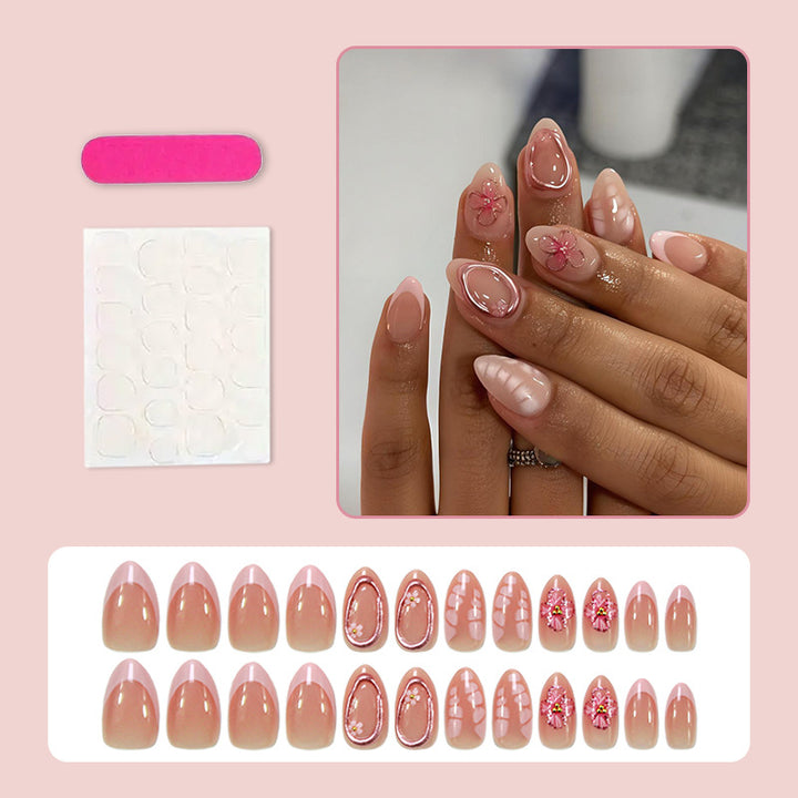 Artificial nail set with floral decorations and elegant accents Kalsten