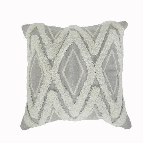 Decorative square cushion cover with tufted chenille diamond relief Kalsten