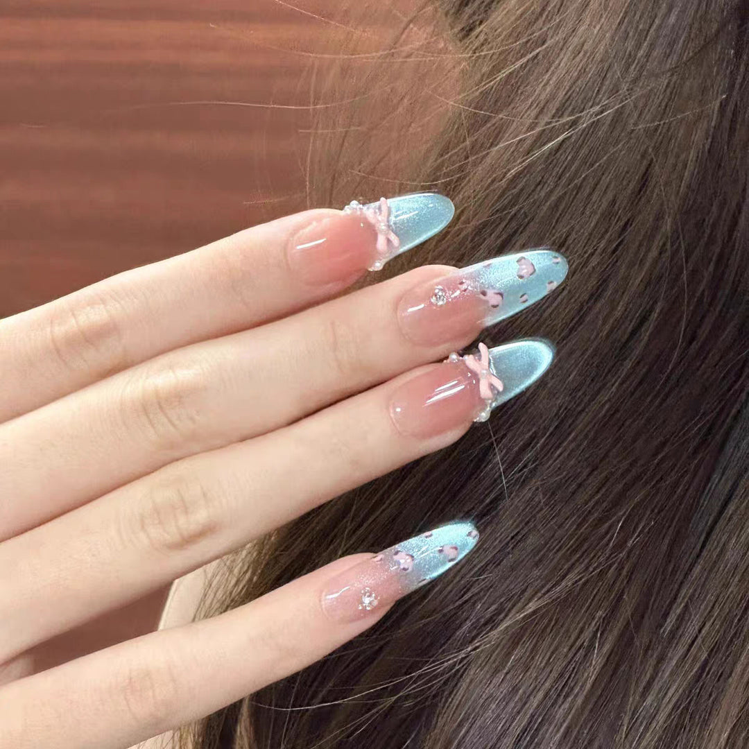Elegant Stiletto Press-On Nail Art Set with Floral Accents Kalsten