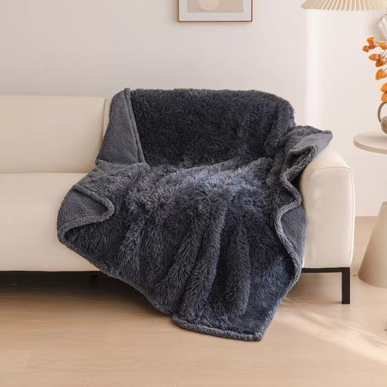 Oversized Reversible Plush Faux Fur Sherpa Throw Blanket