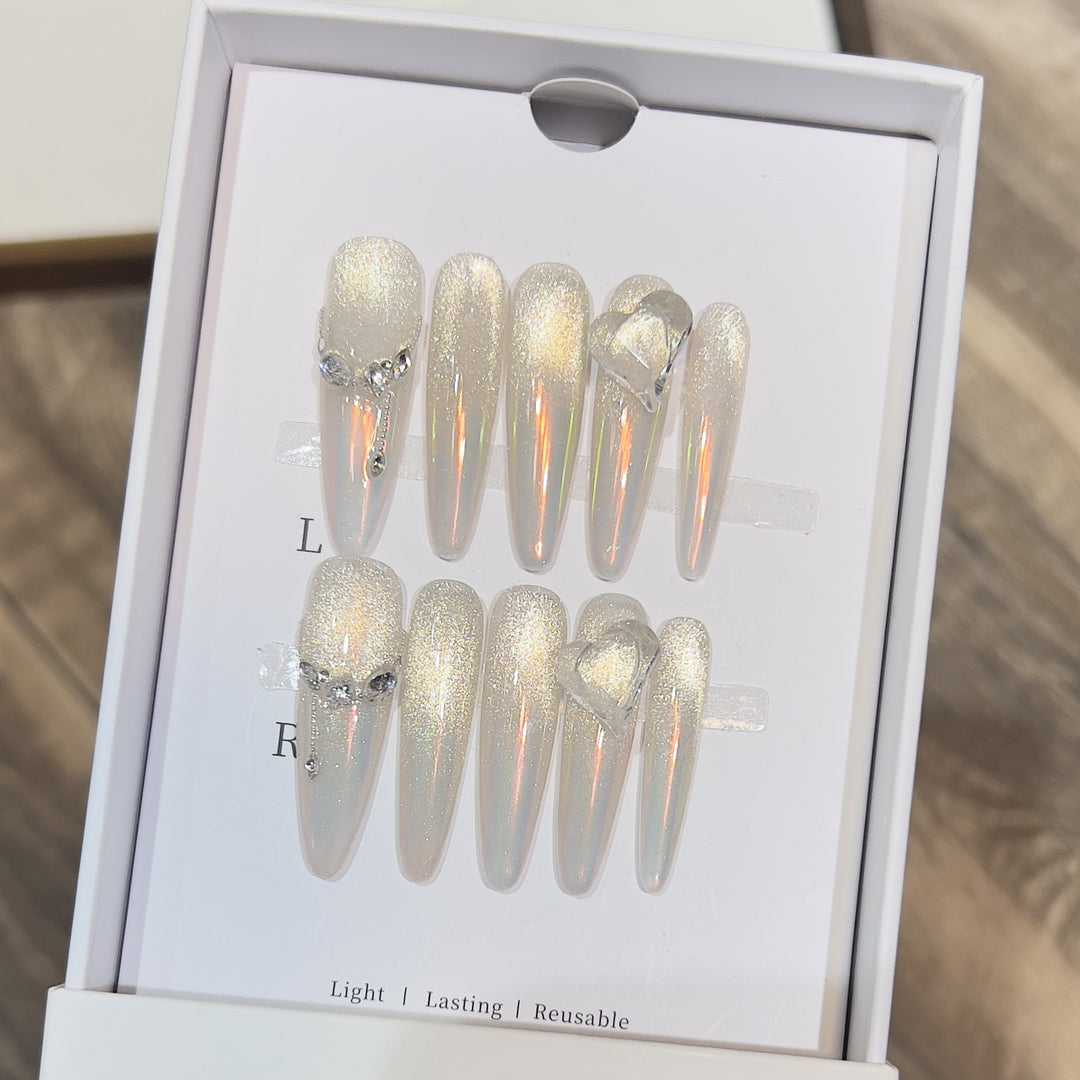 Stiletto Press-On Nail Extensions with Crystal Accents Kalsten