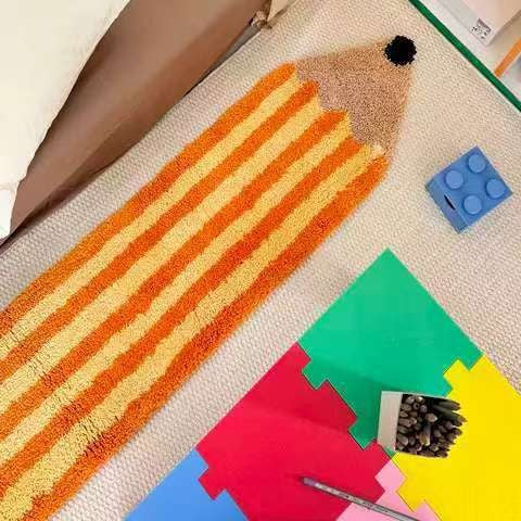 Pencil-Shaped Decorative Runner Mat Kalsten