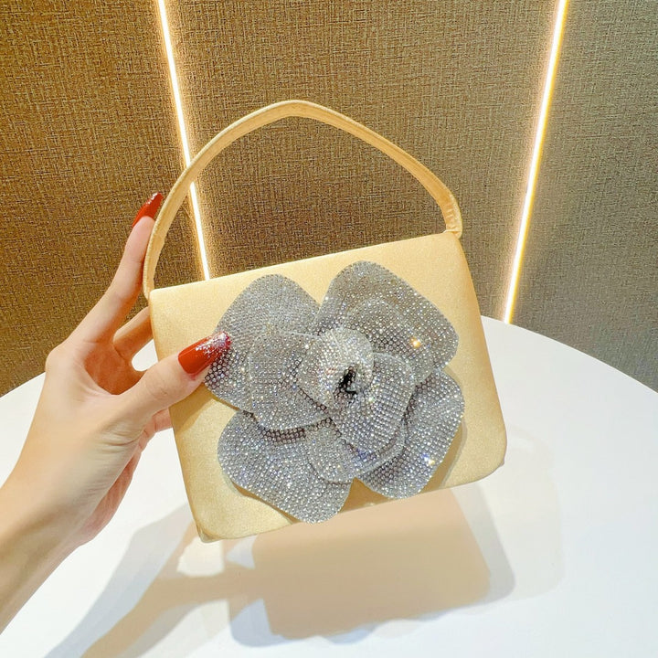 Floral Rhinestone-Embellished Evening Bag