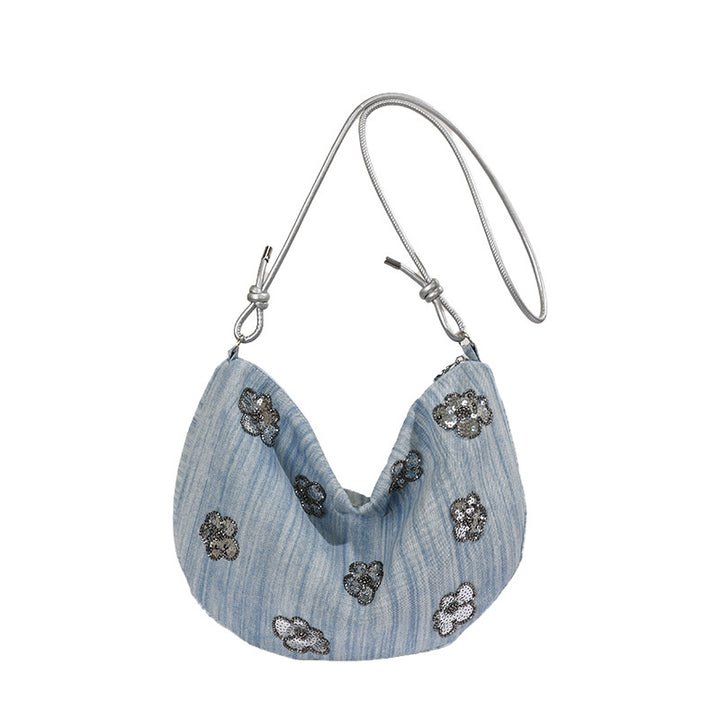 Floral Embellished Denim Handbag Kalsten