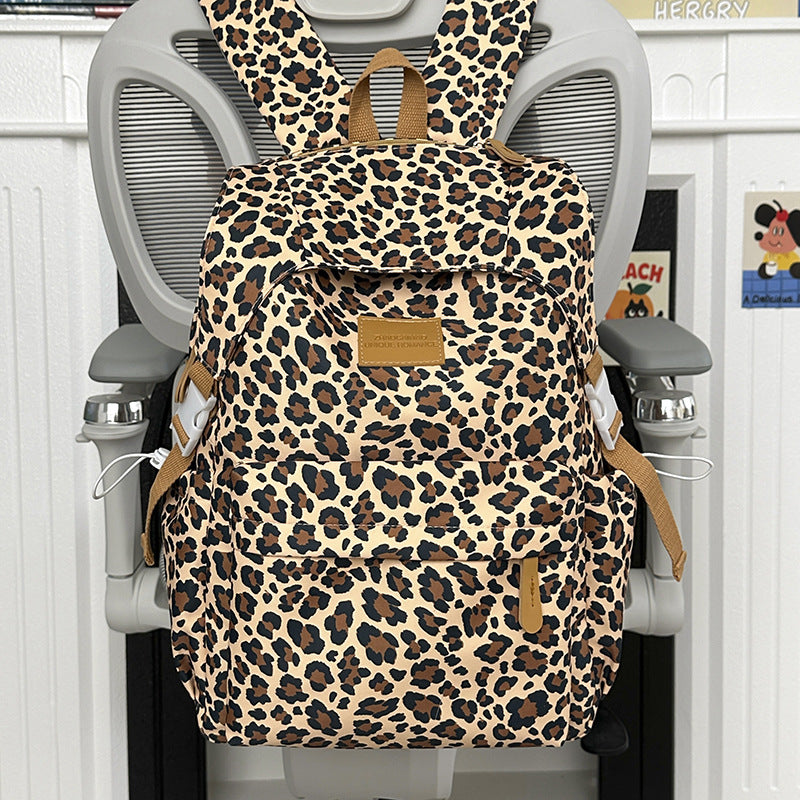 Playful Leopard Print School Backpack Kalsten