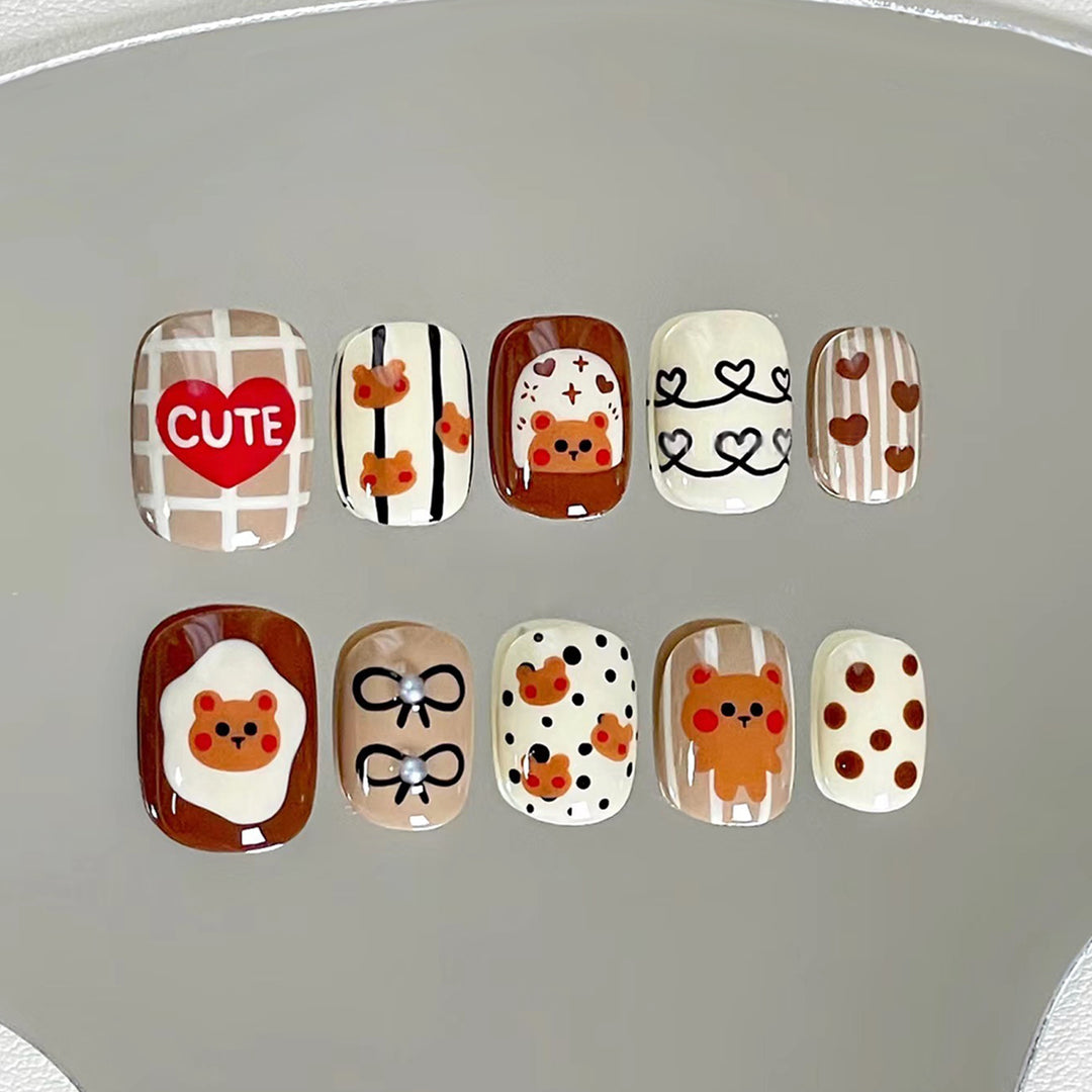 Themed Nail Art Press-On Nails with Cute Character and Bow Designs Kalsten