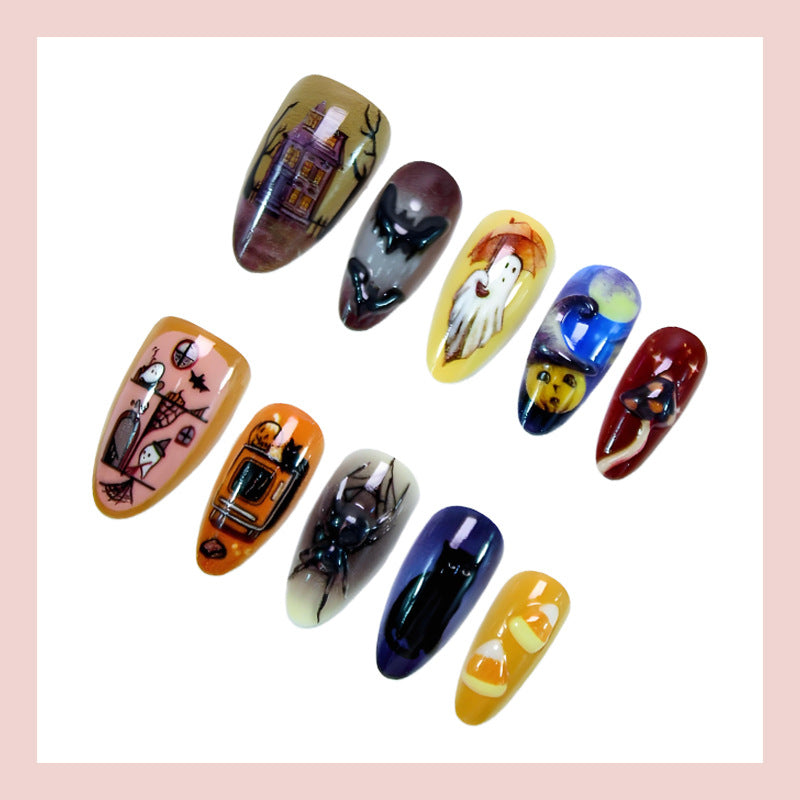 Halloween Art Nail Set with Creative Ghost, Pumpkin, and Animal Designs Kalsten