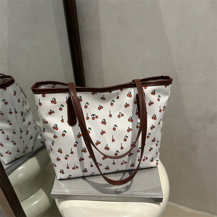 Trendy Cherry Print Tote Bag
