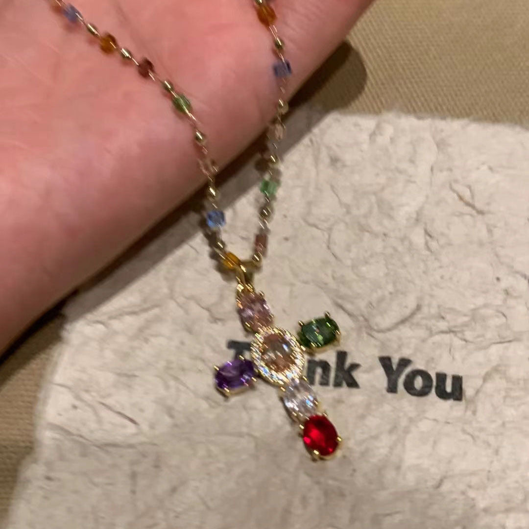 Creative Beaded Cross Necklace Kalsten
