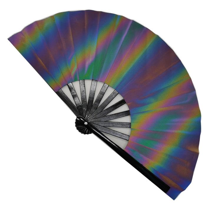 Ladies fan made of lightweight fabric with colorful geometric design Kalsten