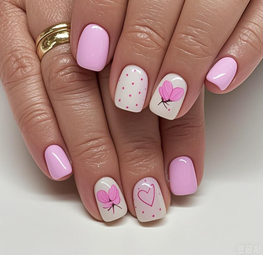 Heart-Embellished Nail Art Design Kalsten