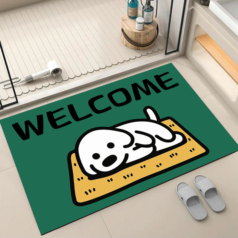 Cartoon Dog-Themed Welcome Mat Kalsten