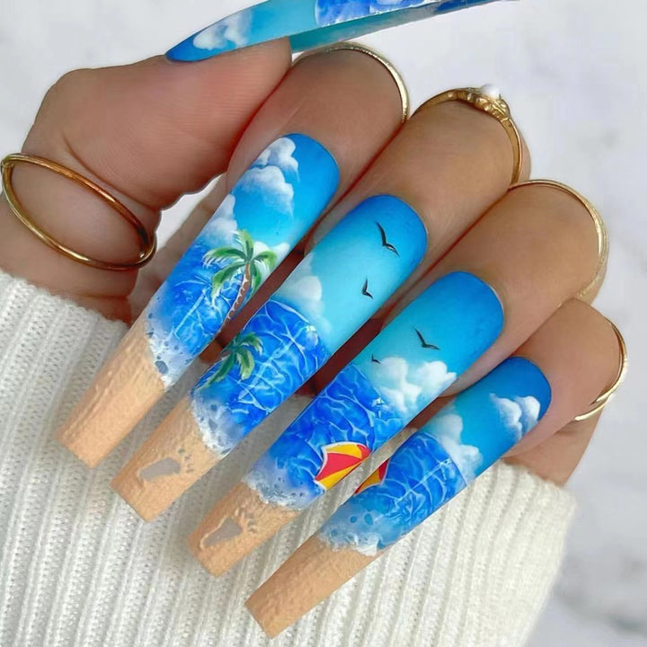 Artistic Beach-Themed Nail Art Kalsten