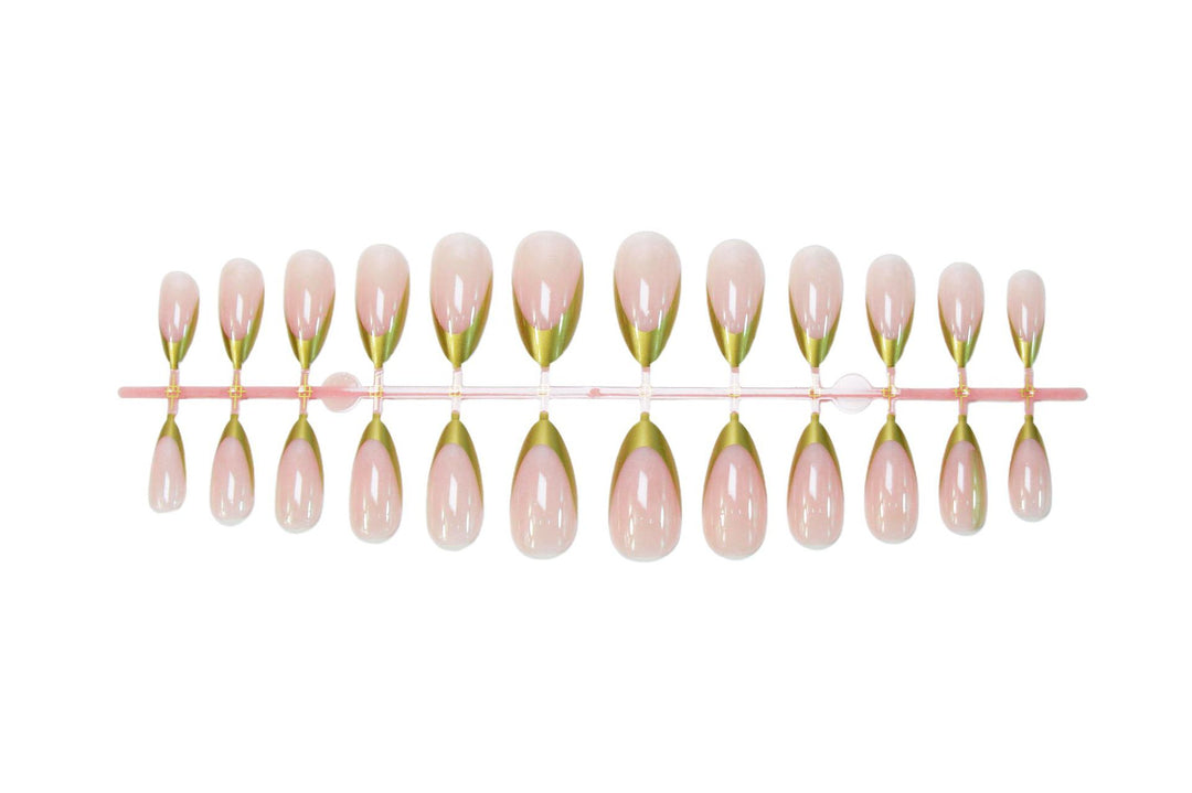 Artificial nails with elegant golden tip accent Kalsten